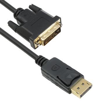 Cablu DisplayPort (DP) la DVI-D 24+1 pini, DeTech, 1.8m, tata, conductor cupru, conectori auriti Cablu DisplayPort (DP) la DVI-D 24+1 pini, DeTech, 1.8m, tata, conductor cupru, conectori auriti