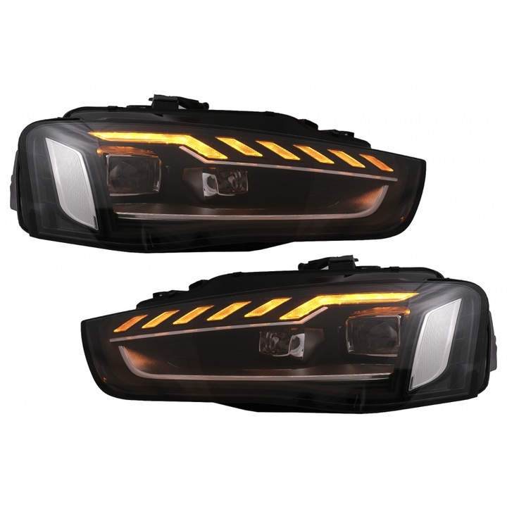 Faruri Full LED compatibil cu Audi A4 B8.5 Facelift 2012-2015 Negru Semnal Dinamic A4 B9.5 Design