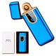 Elektromos öngyújtó ujjlenyomat-érzékelővel és USB-vel, szélálló, kék színű, 7 cm x 3 cm x 0,5 cm