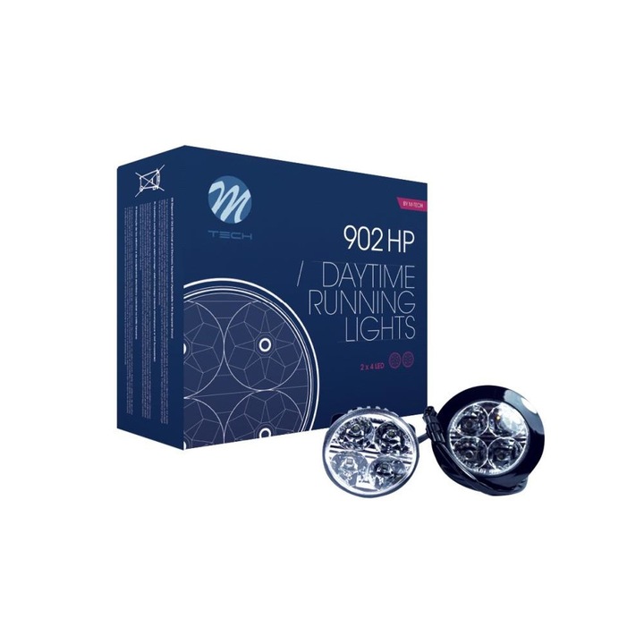 Комплект дневни светлини, M-tech LD902 HP, Кръгли, LED, 2 броя