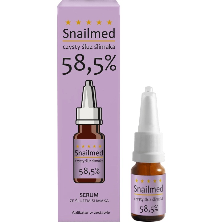Fiola regenare piele, Snailmed, 58.5% Mucus melc si Acid hialuronic tri-activ, 8 ml