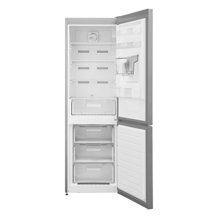 Хладилник с фризер Heinner HCNF-V291SWDE++, No Frost Multicooling, Енергиен клас: E, Общ капацитет: 294, LED светлина, ECO функция, Функция Super freezing, Аларма за отворена врата, Сребрист