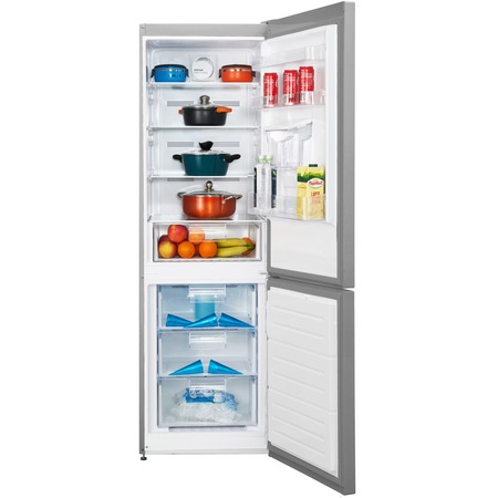 Combina frigorifica Heinner HCNF-V291SWDE++, 294 l, No Frost Multicooling, Clasa E, Freezer Shield, Iluminare LED, functie ECO, H 186 cm, Argintiu