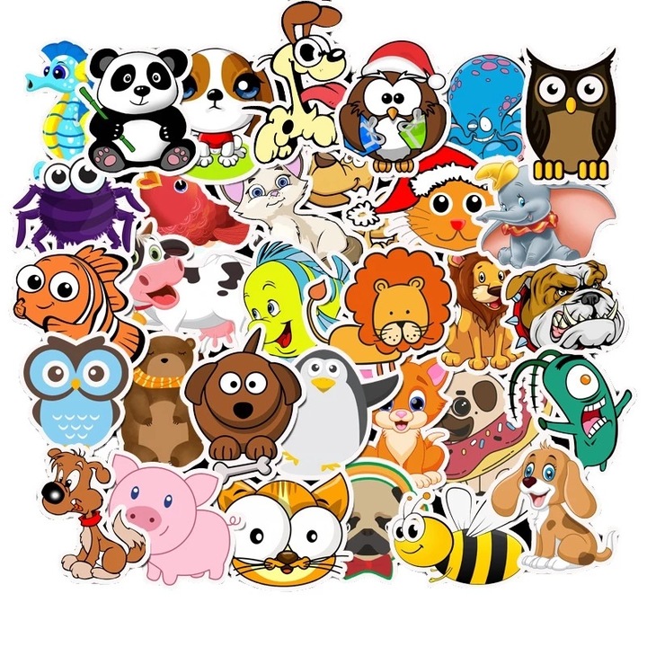 Set Stickere pentru copii 50 bucati Waterproof Animalute Dragute