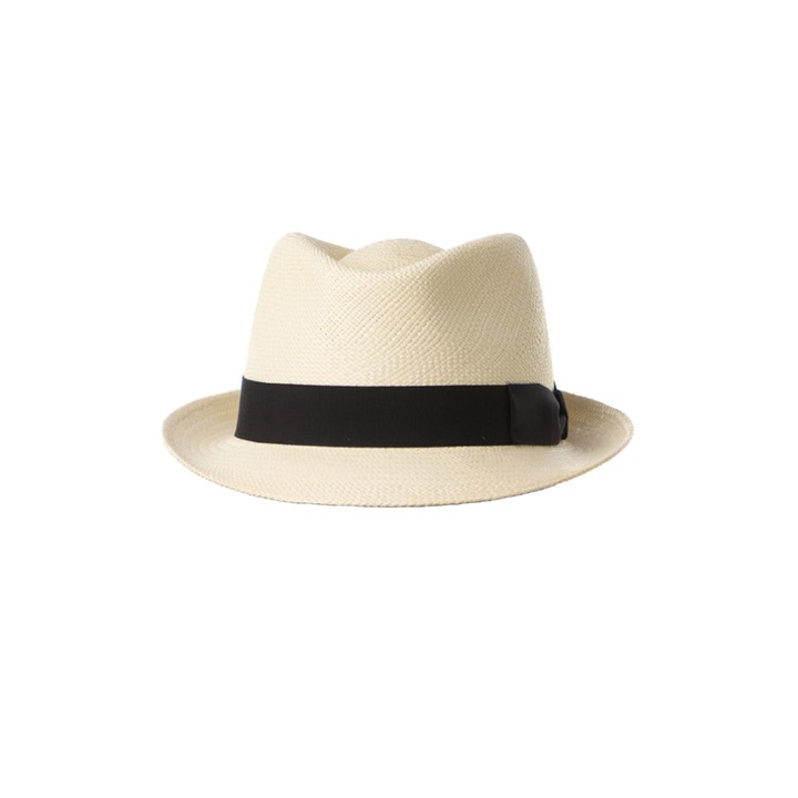 Palarie dama Panama Santy alba/navy, bor mic, paie toquilla - 58