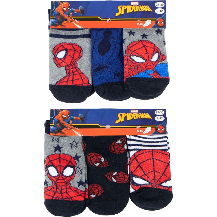 Комплект от 6 броя чорапи за момче Спайдърмен 6454, Многоцветен