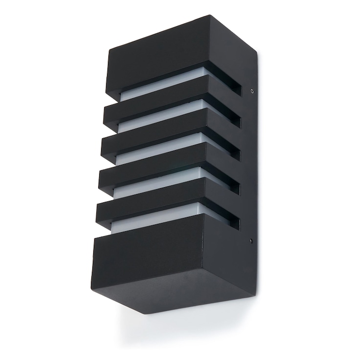 Kültéri LED fali lámpa LVT, Koga, alumínium / PVC, IP54, 1 x E27, maximális teljesítmény 35 W, fekete