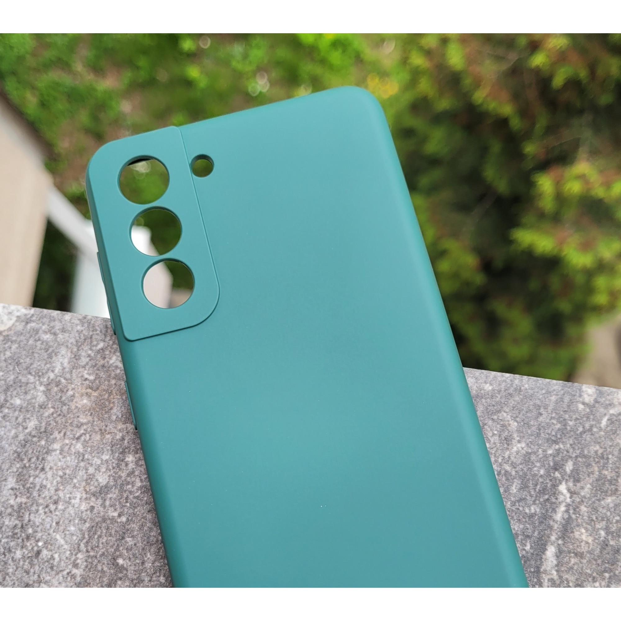 Husa silicon antisoc cu microfibra in interior compatibila cu Samsung S21 Verde Smarald