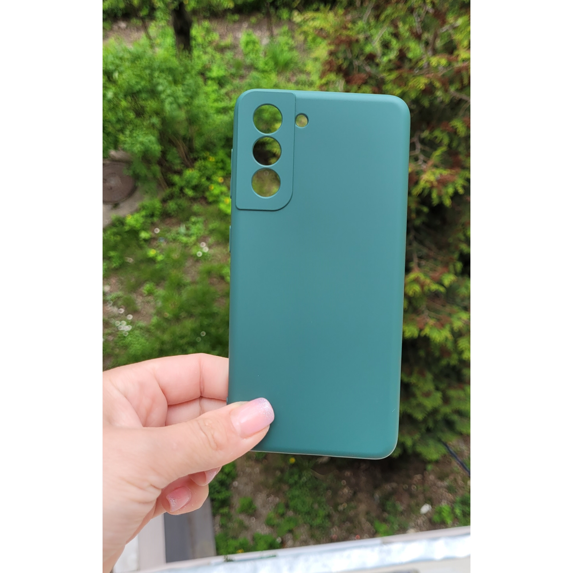 Husa silicon antisoc cu microfibra in interior compatibila cu Samsung S21 Verde Smarald