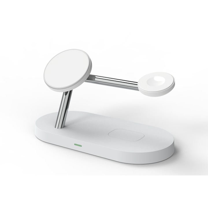 SeveShop univerzális 5 az 1-ben töltőállomás, HT5, 15 W, Gyors vezeték nélküli töltés, fehér