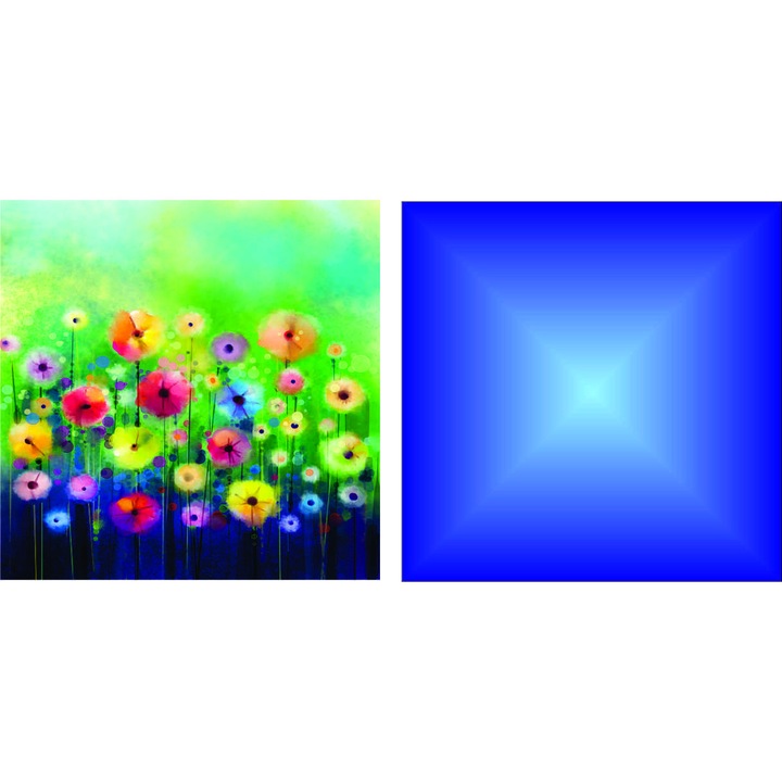 Perna imprimata 50 x 50 cm model floral albastru