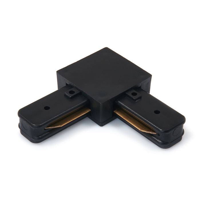 Conector tip 'L' pentru sina spoturi Tracklight, Compatibil cu Steka and Roti, Metal/Plastic, Negru