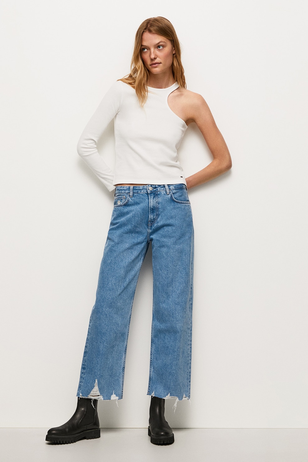 Pepe Jeans London, Дънки Ani със стандартна кройка, Светлосин, W26-L28 ...