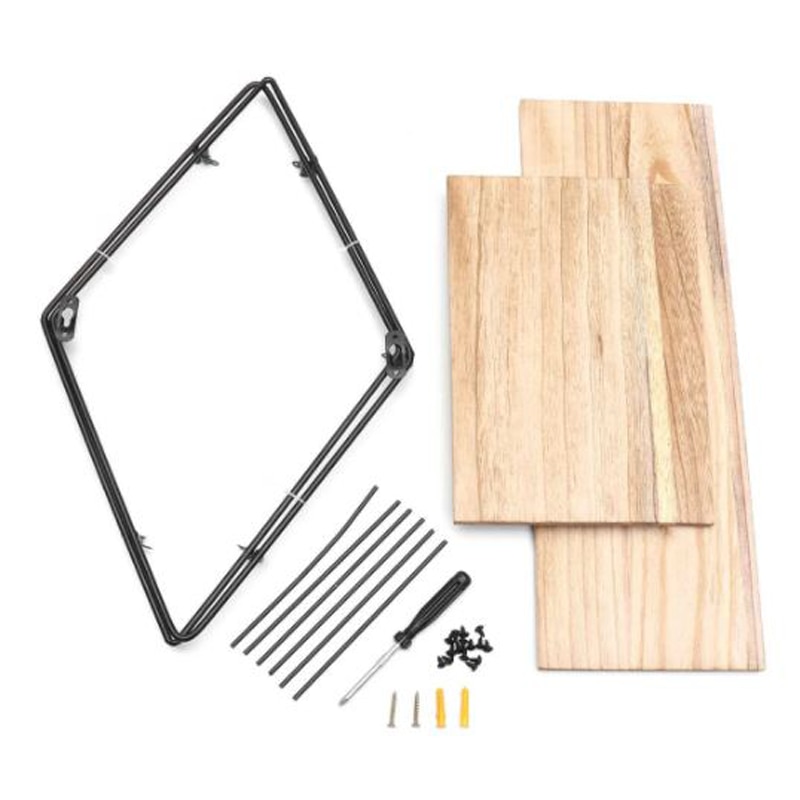 Raft de perete cu 3 polite, model Romb, cadru fier, Negru - Natur - eMAG.ro