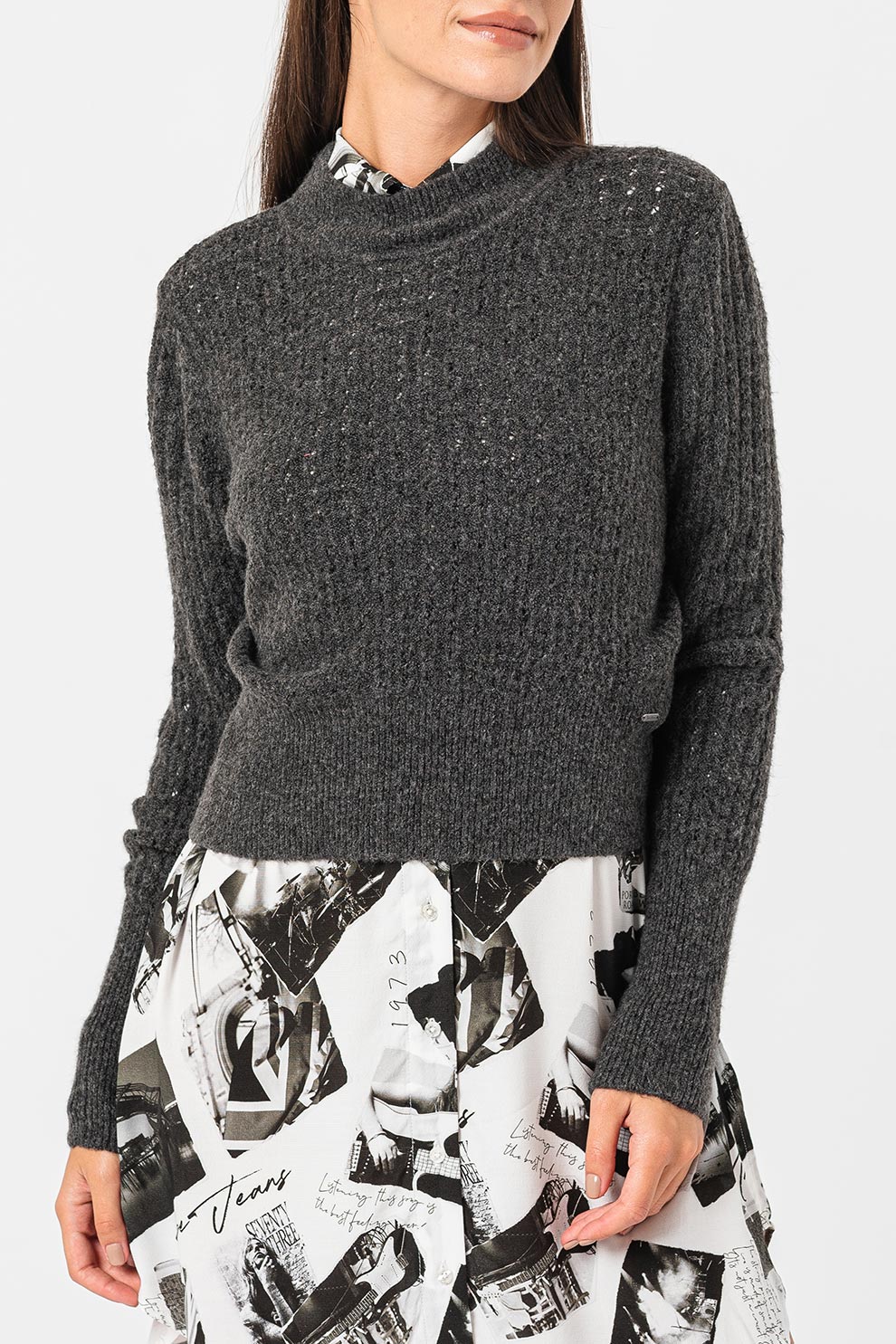 Pepe Jeans London, Pulover cu model pointelle Bitrix - eMAG.ro