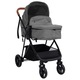 Carucior pentru copii 3-in-1 vidaXL, gri deschis si negru, otel, 59 x 100 x 103 cm