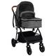 Carucior pentru copii 3-in-1 vidaXL, gri deschis si negru, otel, 59 x 100 x 103 cm