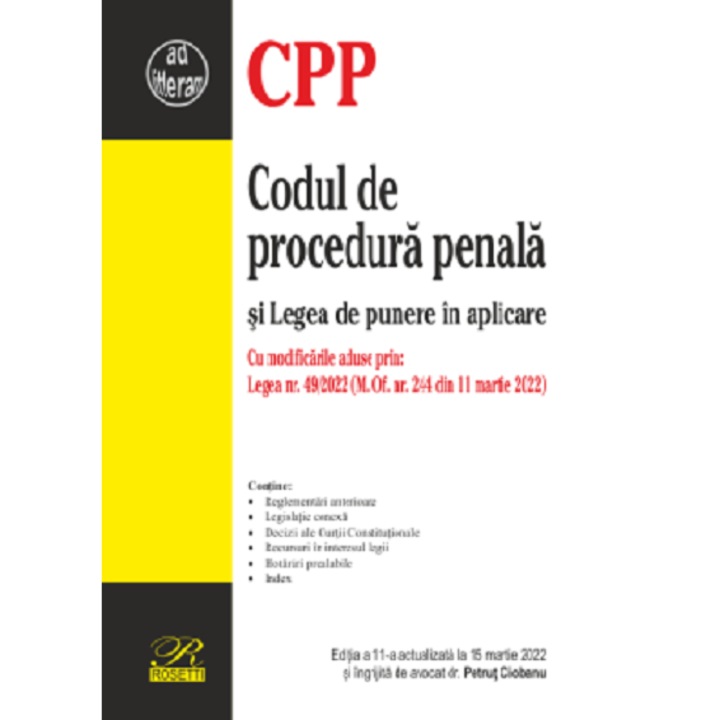 Codul de procedura penala si Legea de punere in aplicare - Petrut Ciobanu