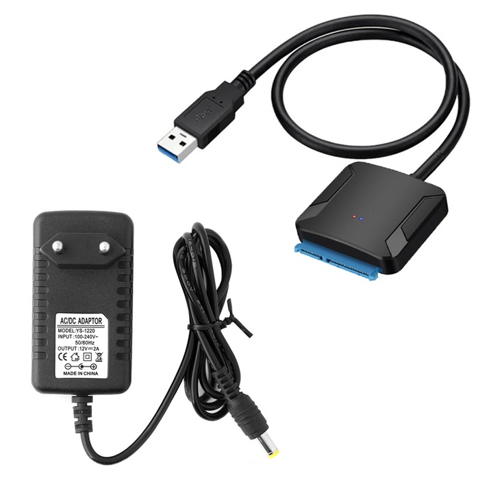 Cablu adaptor USB 3.0 pentru SATA3, 5 Gbps, Converter 2.5/3.5 inch, Negru