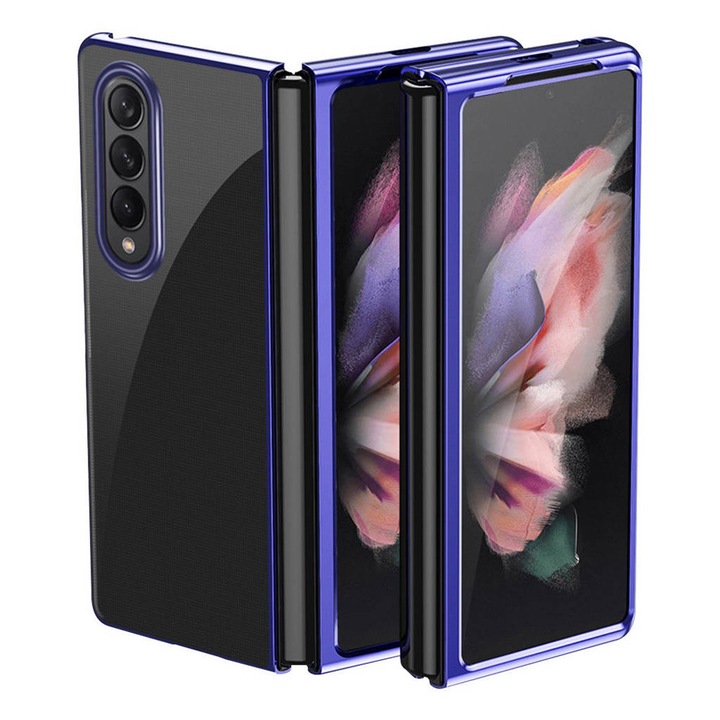 Husa Pentru Telefon, Compatibila cu Samsung Samsung Galaxy Z Fold 3, Electroplating, Albastru / Transparent