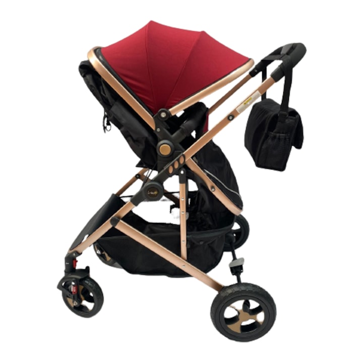 Количка 2 в 1, L-Sun, спортна количка, реверсивна рамка, червена