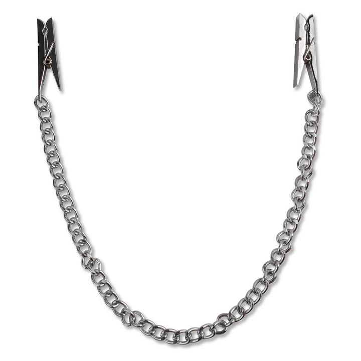 Cleme Pentru Sfarcuri, Fetish Fantasy Series, Nipple Chain Clamps, Argintii