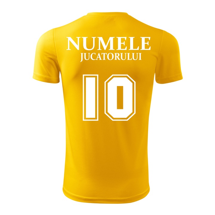 Tricou Barbat Personalizat pentru fotbal, Numele si numarul jucatorului 10, Galben, Marime S