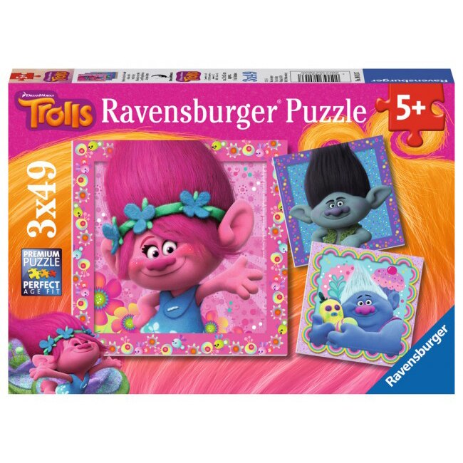 Set puzzle Ravensburger, Trolls, 3x49 piese