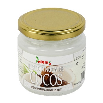 Ulei de Cocos virgin, presat la rece, 200 ml, Adams Ulei de Cocos virgin, presat la rece, 200 ml, Adams