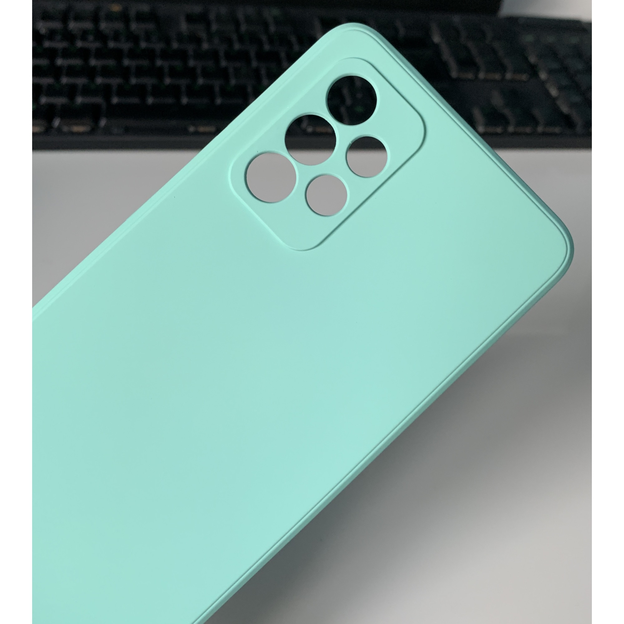 Husa din silicon cu protectie la camere si microfibra pe interior, compatibila cu Samsung Galaxy A52 / A52 5G / A52s 5G / Cyan