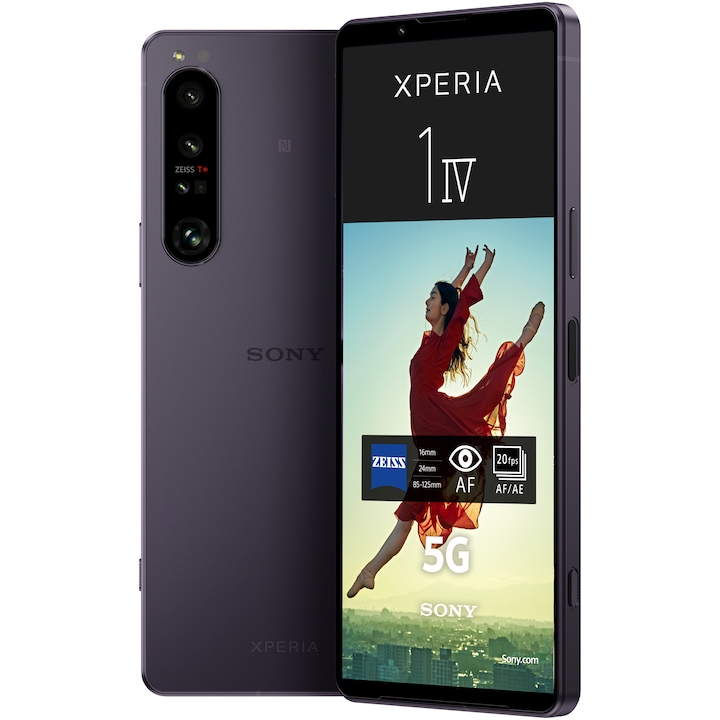 Telefon mobil Sony Xperia 1 IV, Dual SIM, 12GB RAM, 256GB, 5G, Purple