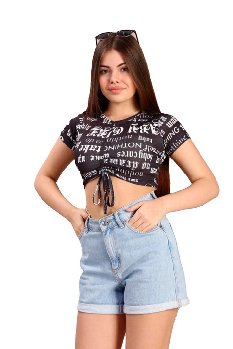 Top scurt Ceres, Alb/Negru