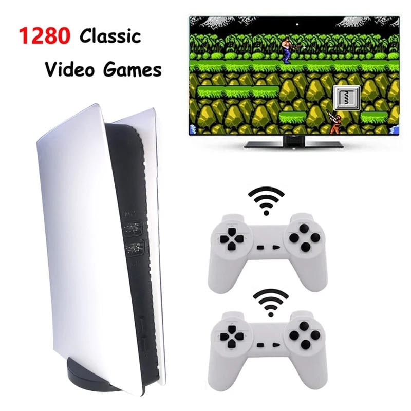Consola jocuri video TV Mini SYNO, 1280 Jocuri Retro, wireless controler, Alb