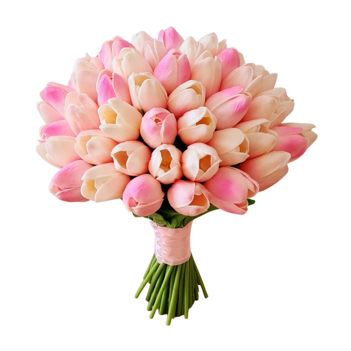 Buchet 55 lalele real touch, buchet de cununie, buchet de mireasa
