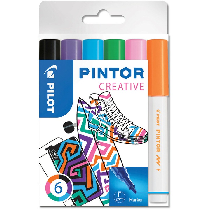 Pilot Pintor dekormarker készlet, 1 mm, F, 6 különböző divatszín