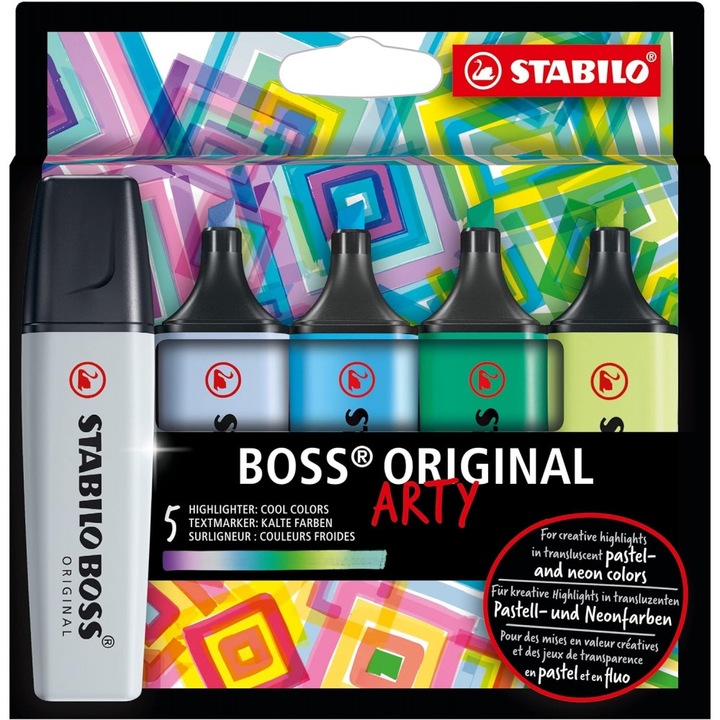 Комплект текст маркери, Stabilo, Boss Original Arty Cool Colors ST70/5-02-2-20, 5 цвята