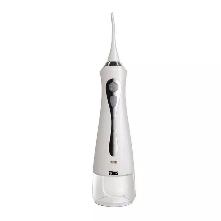 Irigator Oral SIKS pentru Dus Bucal, Portabil, 3 Moduri de Curatare, Reincarcabil, Design Ergonomic, Rotatie 360 Grade, Rezervor 230ml, Alb
