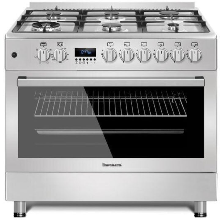 Електрическа печка Ravanson Top Chef KWGE-K90-6, 6 зони за готвене, 90 см, неръждаема стомана