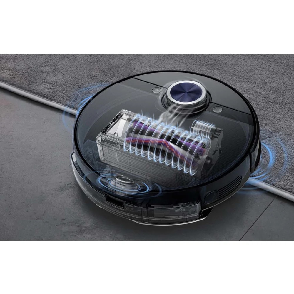 Aspirator robot, Midea, S8+, Negru, Cu statie de golire, Functie mop, Sterilizare apa, Navigatie LDS, Control vocal, Baterie 5200 mAh, Putere 4000 Pa