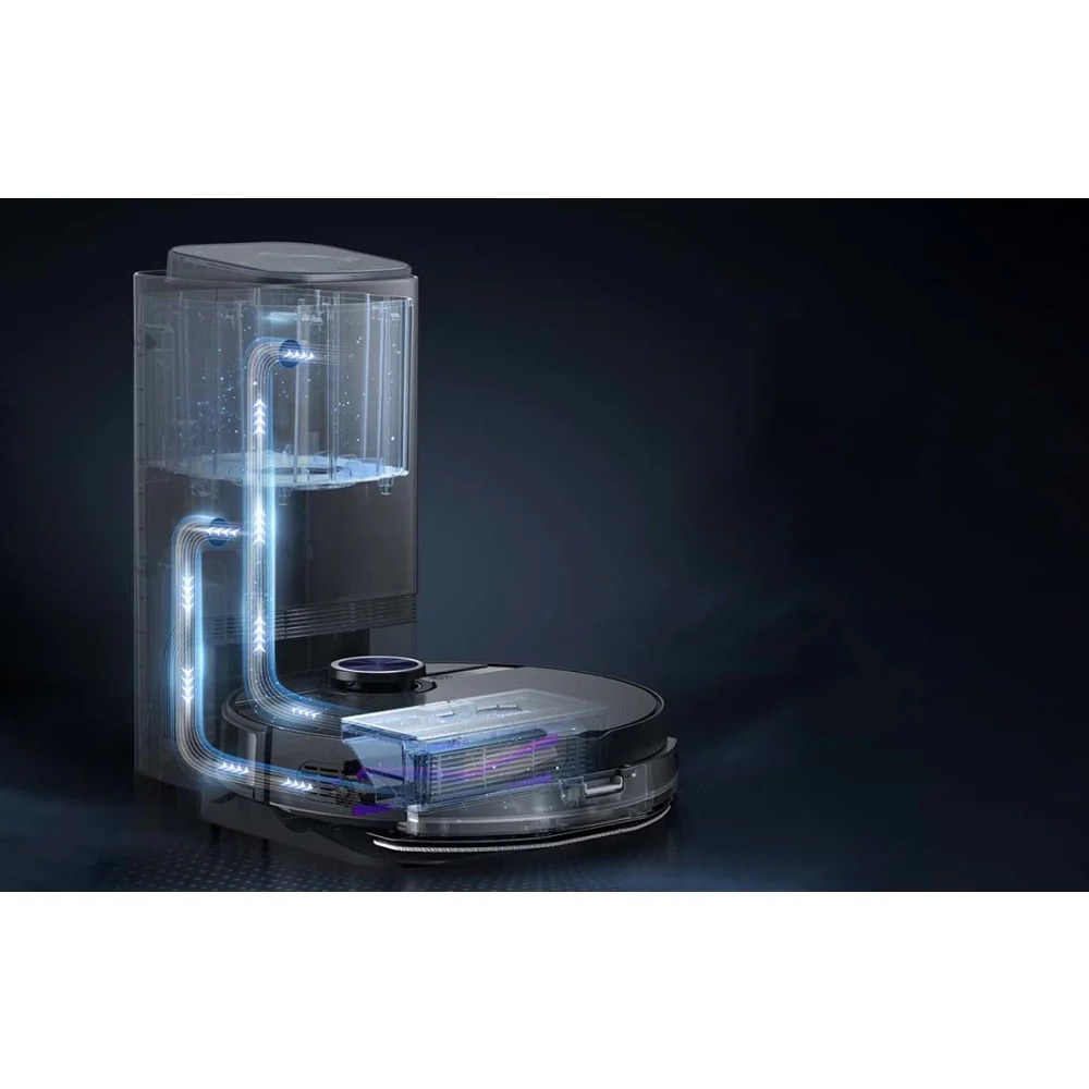 Aspirator robot, Midea, S8+, Negru, Cu statie de golire, Functie mop, Sterilizare apa, Navigatie LDS, Control vocal, Baterie 5200 mAh, Putere 4000 Pa