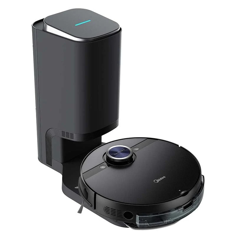 Aspirator robot, Midea, S8+, Negru, Cu statie de golire, Functie mop, Sterilizare apa, Navigatie LDS, Control vocal, Baterie 5200 mAh, Putere 4000 Pa