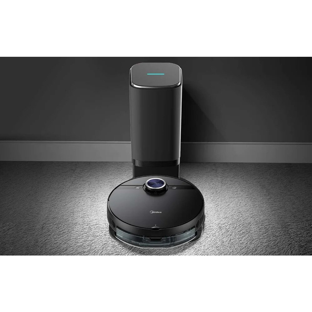 Aspirator robot, Midea, S8+, Negru, Cu statie de golire, Functie mop, Sterilizare apa, Navigatie LDS, Control vocal, Baterie 5200 mAh, Putere 4000 Pa