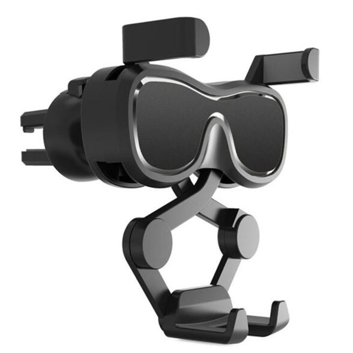 Suport Auto pentru telefon sau ochelari, Parfum AromaTherapy, Fixare sigura in grila de ventilatie, Universal, Glasses Design, Negru