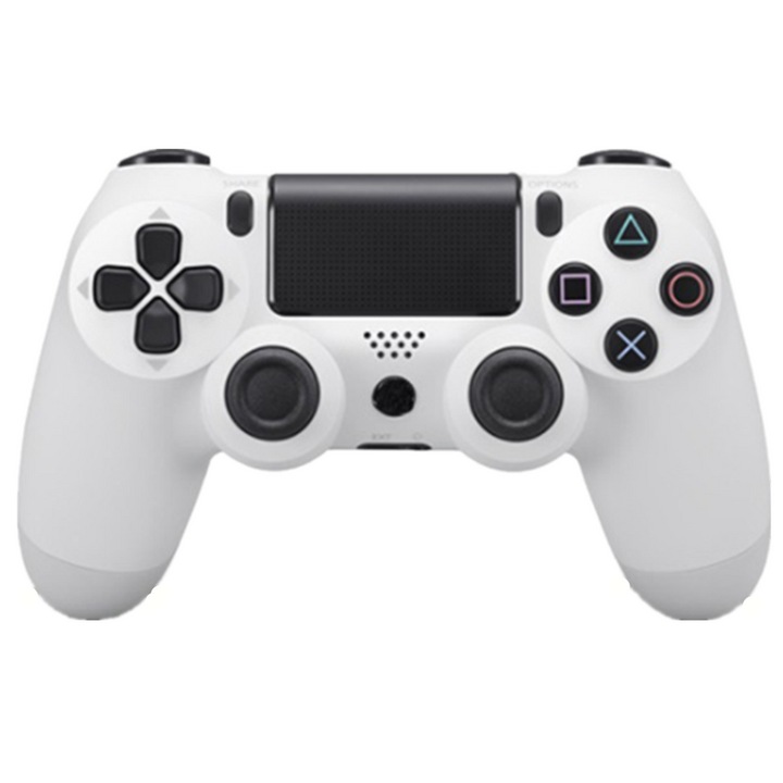 Vezeték nélküli kontroller, 1000mAh, Bluetooth, Beépített diffúzor, 3.5mm-es audio Jack, Kompatibilis PS4/Pro/Slim konzolokkal, Fehér