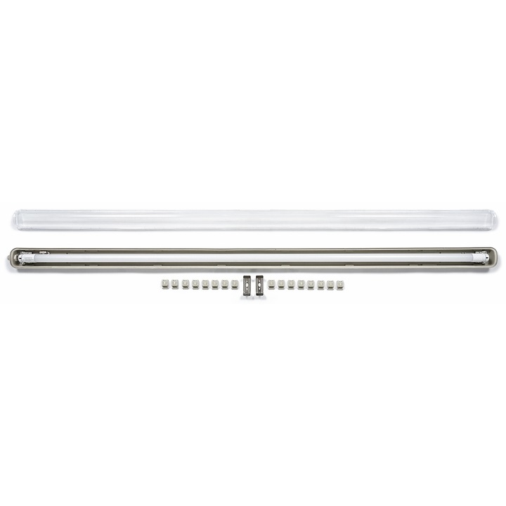 LED тръба и запечатано тяло Koloreno, T8, 22W, 150 см, Студена светлина 6000K, Сив/Прозрачен
