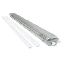Set 2 tuburi LED si corp etans Koloreno, T8, 18W, 120 cm, Lumina rece 6000K, Gri/Transparent