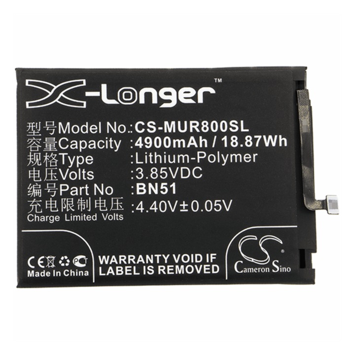 Akkumulátor, kompatibilis Xiaomi Redmi 8 / Redmi 8A Cameron sino li-polymer akku (3.85v/4900mAh, redmi bn51 kompatibilis) fekete, gyártói csomagolás