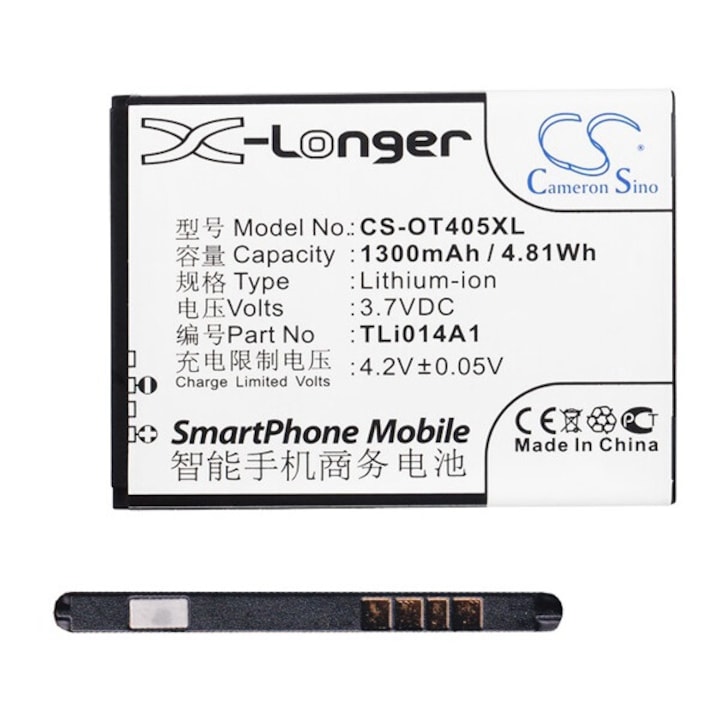 Akkumulátor, kompatibilis Alcatel OT-2008G / Pixi 3 4.5 (OT-4027D) / Pixi 3 4 (OT-4013) Cameron sino akku 1300mAh li-ion (cab60b0000c1/tli014a1/tli014a2 kompatibilis), gyártói csomagolás