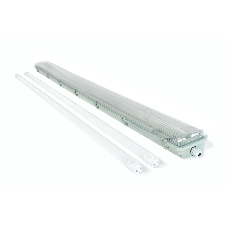 Set corp de iluminat cu 2 tuburi LED, KOLORENO, 22W, 6000K, Lumina rece, 150 cm, Alb