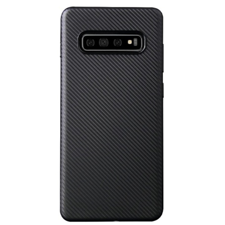 Hátlapvédő telefontok gumi / szilikon (karbon minta) Fekete [Samsung Galaxy S10e (SM-G970)]